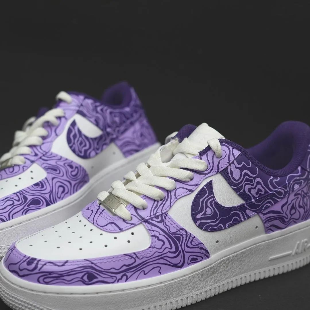 Mystic Purple White Marble Edition Custom AF 1s Shoes
