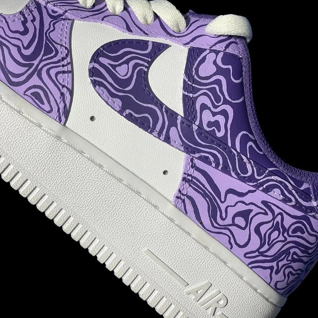 Mystic Purple White Marble Edition Custom AF 1s Shoes