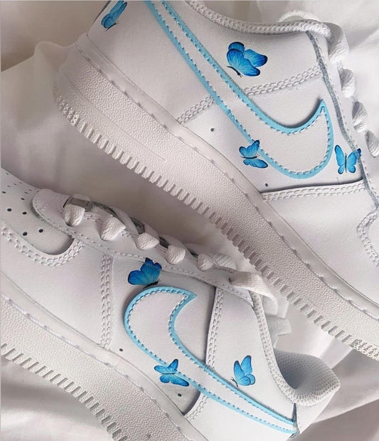 Mystical Blue Butterfly Custom AF 1s Shoes