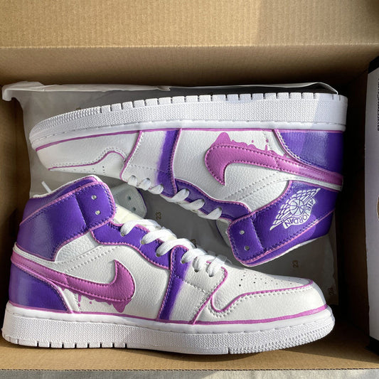 Mystical Purple Pink Splash Custom AJ 1s Shoes