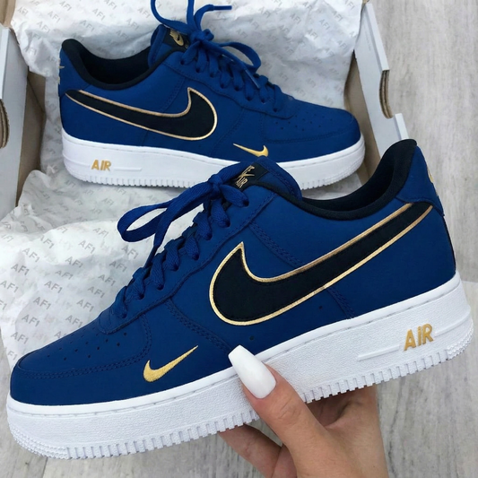 Navy Gold Custom AF 1s Shoes