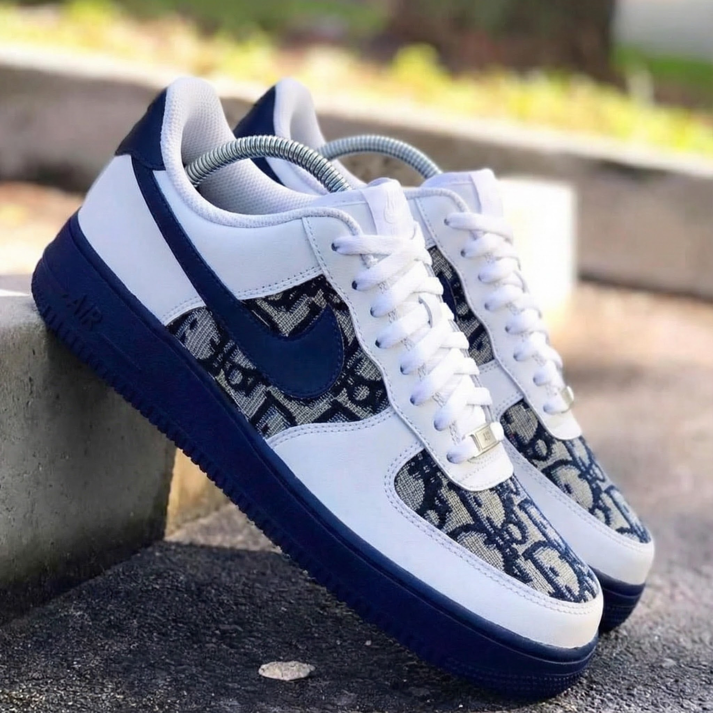 Dark Blue Dior Print Custom AF 1s Shoes
