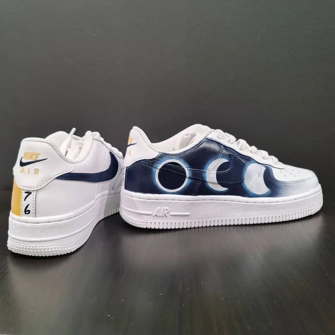 Navy Yellow Celestial Custom AF 1s Shoes