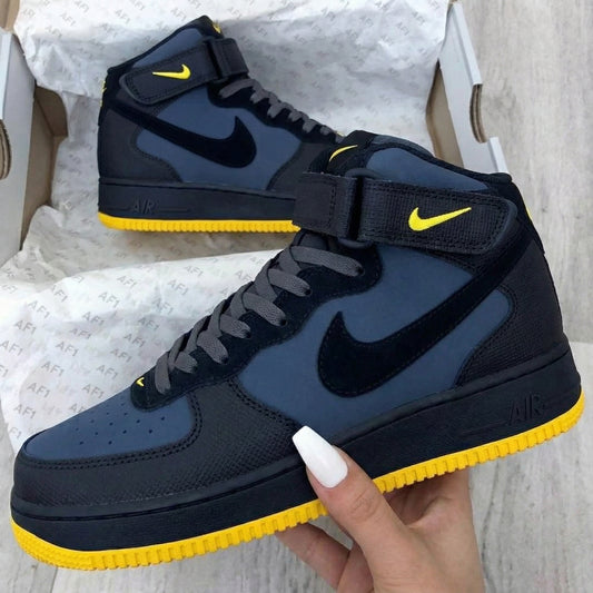 Navy Yellow Custom AF 1s Shoes