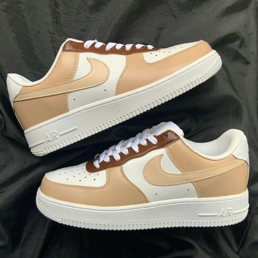 Neutral Beige Brown Motif Custom AF 1s Shoes