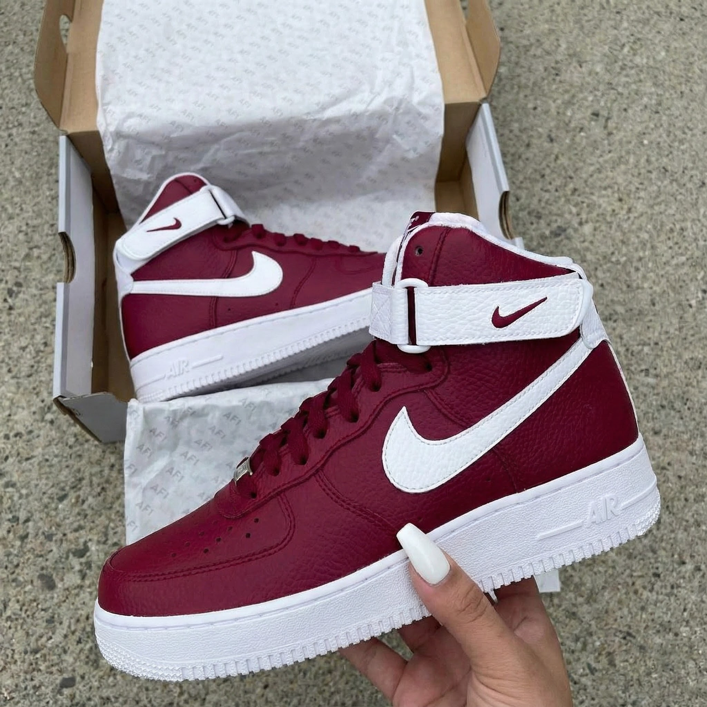 Noble Maroon White Custom AF 1s Shoes