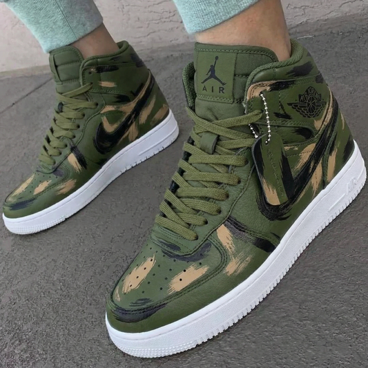Olive Camouflage Custom AJ 1s Shoes