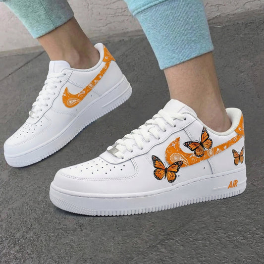 Orange Bandana and Butterflies Custom AF 1s Shoes