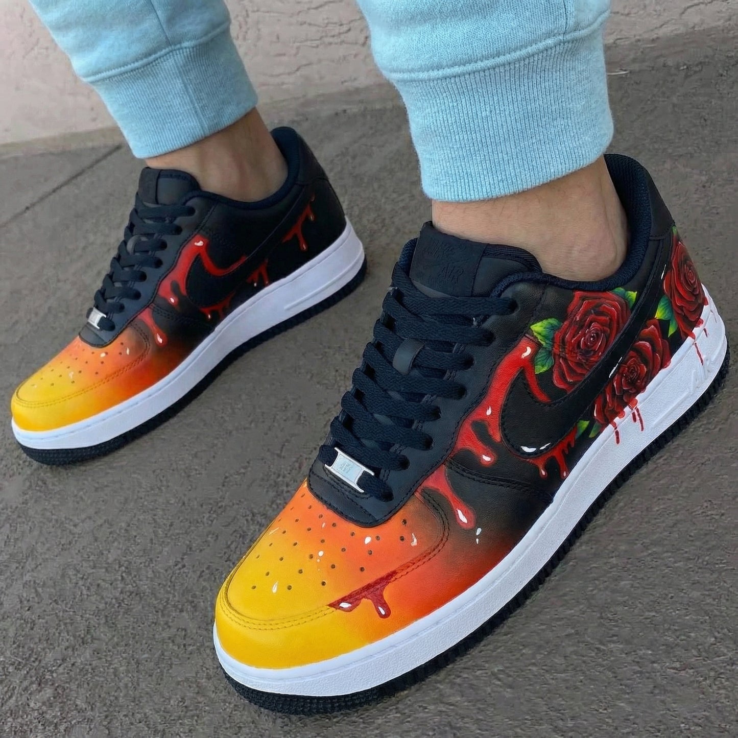Orange Black Rose Custom AF 1s Shoes