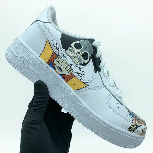 Orange Black Skull Custom AF 1s Shoes