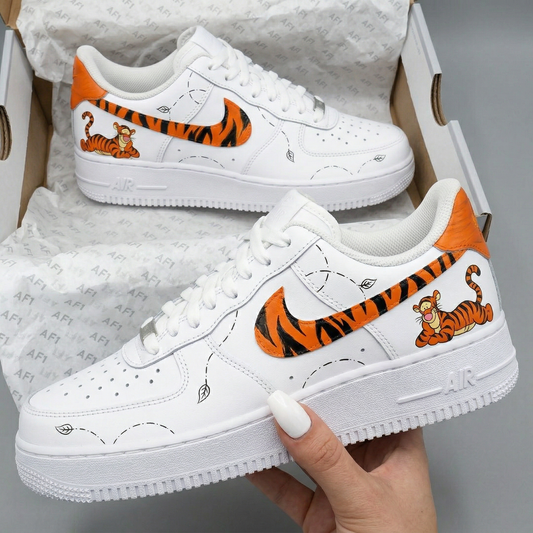 Orange Black Tigger Tiger Pattern Custom AF 1s Shoes