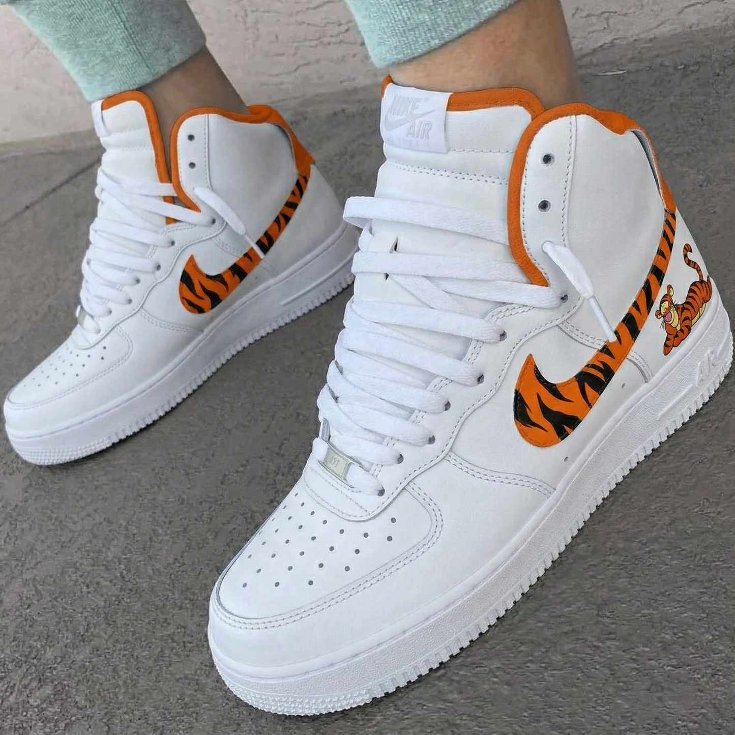 Orange Black Tigger Tiger Pattern Custom AF 1s Shoes