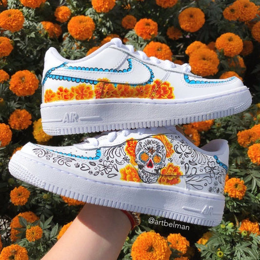 Orange Blue Sugar - Skull Custom Air Force 1 Shoes