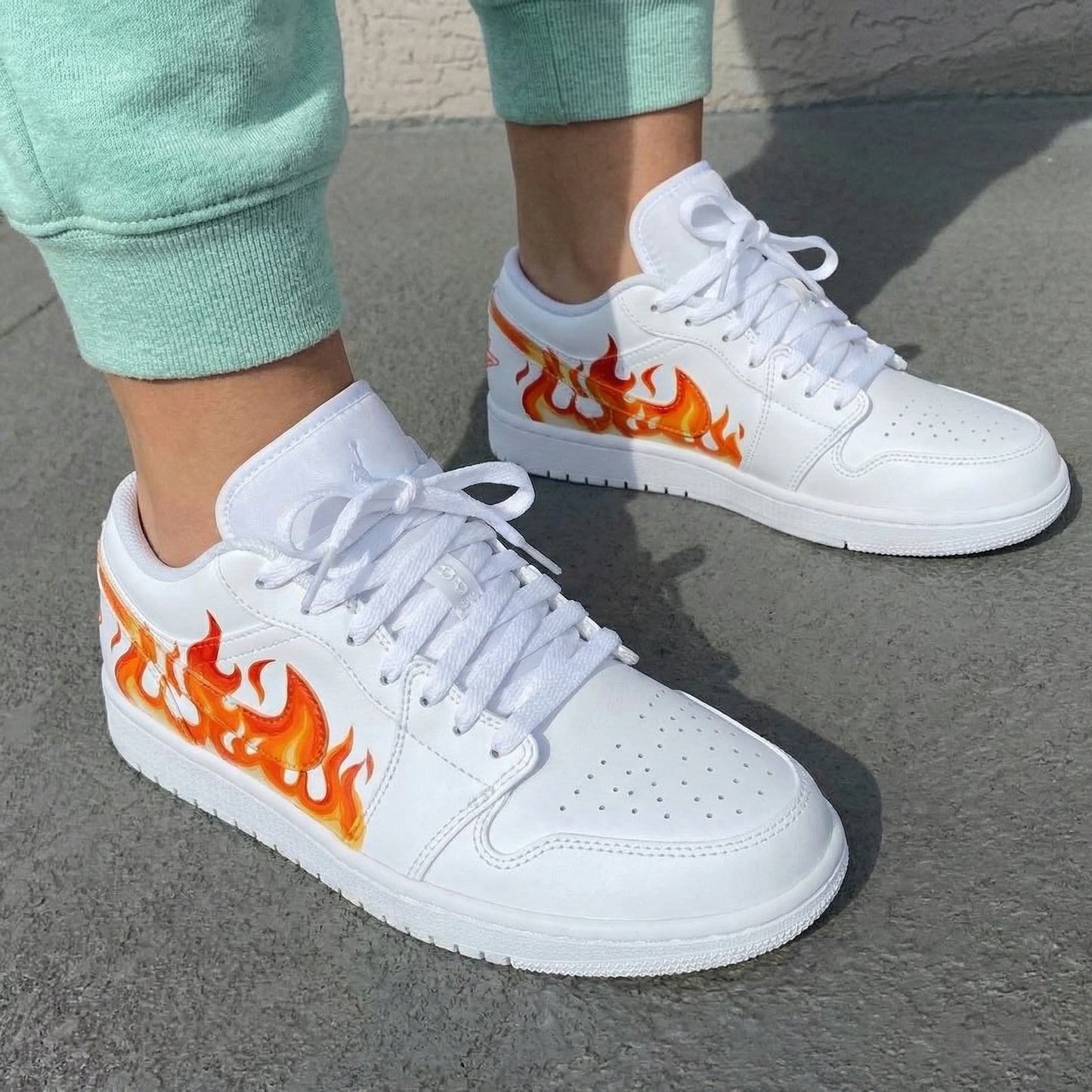 Orange Flame Pattern Custom AJ 1s Shoes