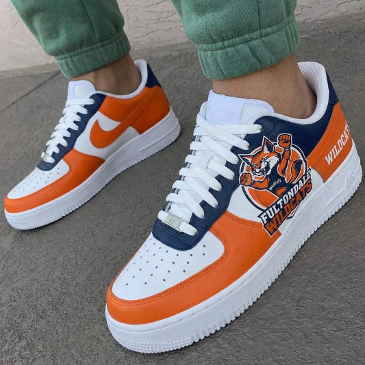 Orange Navy Wildcats Fox Logo Custom AF 1s Shoes