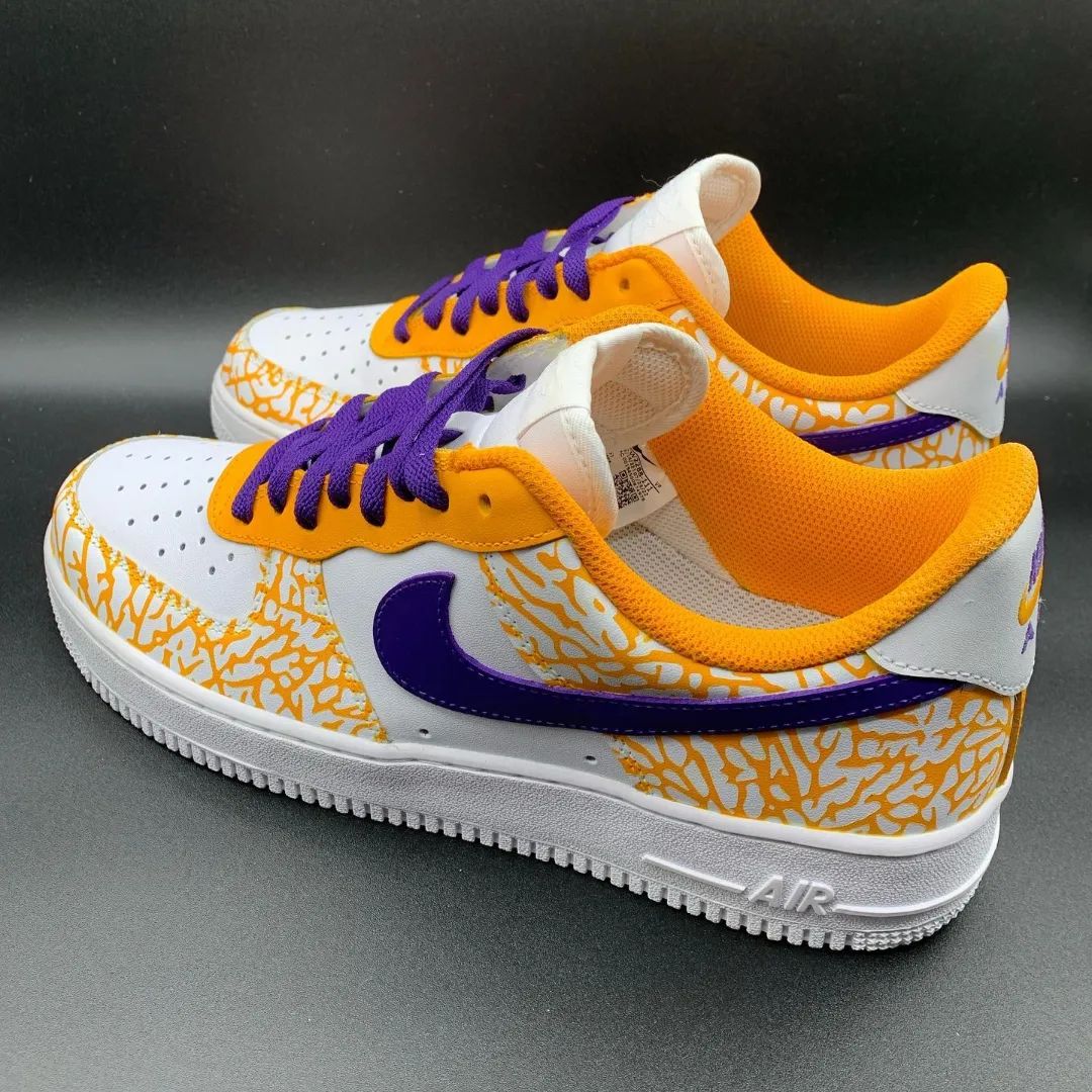 Orange Purple Crackle Custom AF 1s Shoes