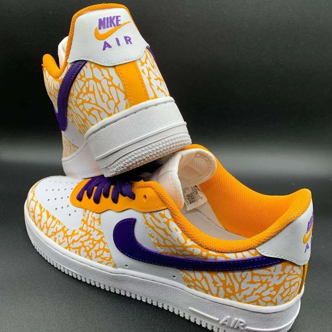 Orange Purple Crackle Custom AF 1s Shoes