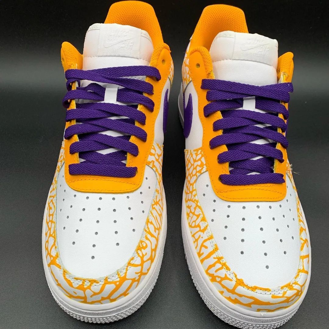 Orange Purple Crackle Custom AF 1s Shoes