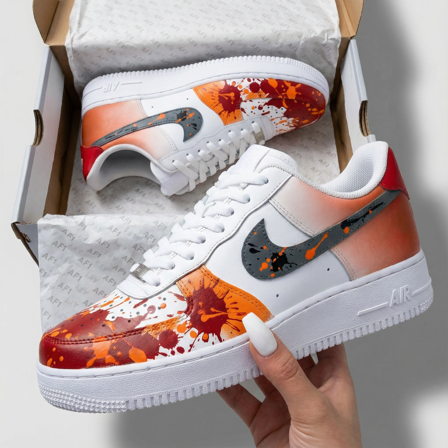 Orange Red Custom AF 1s Shoes
