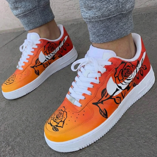 Orange Red Rose Custom AF 1s Shoes