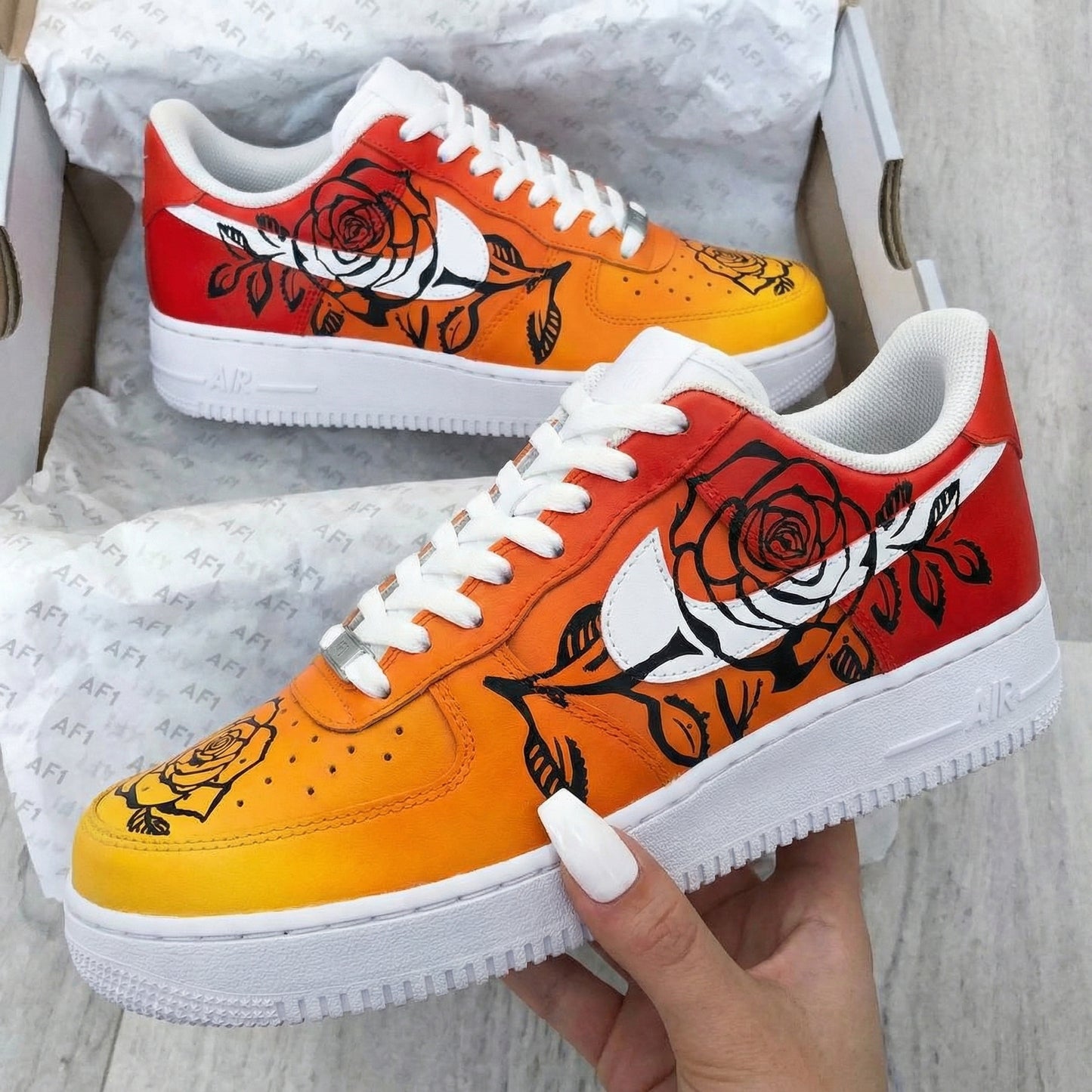 Orange Red Rose Custom AF 1s Shoes