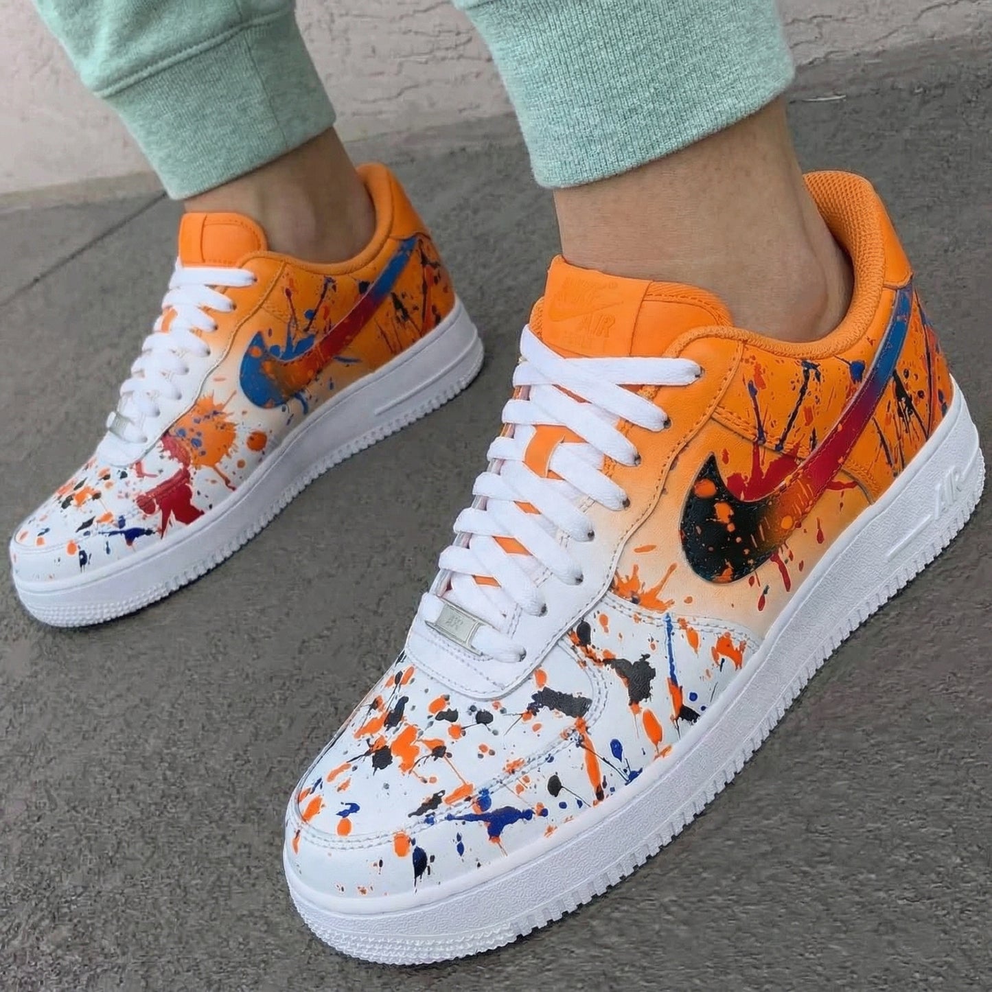 Orange Splatter Custom AF 1s Shoes