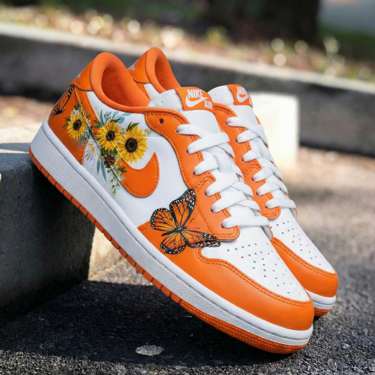 Orange Sunflower Butterflies Custom AF 1s Shoes