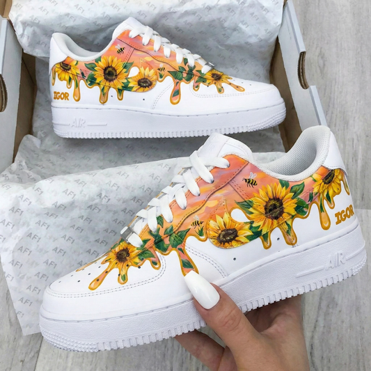 Orange Sunflower Custom AF 1s Shoes