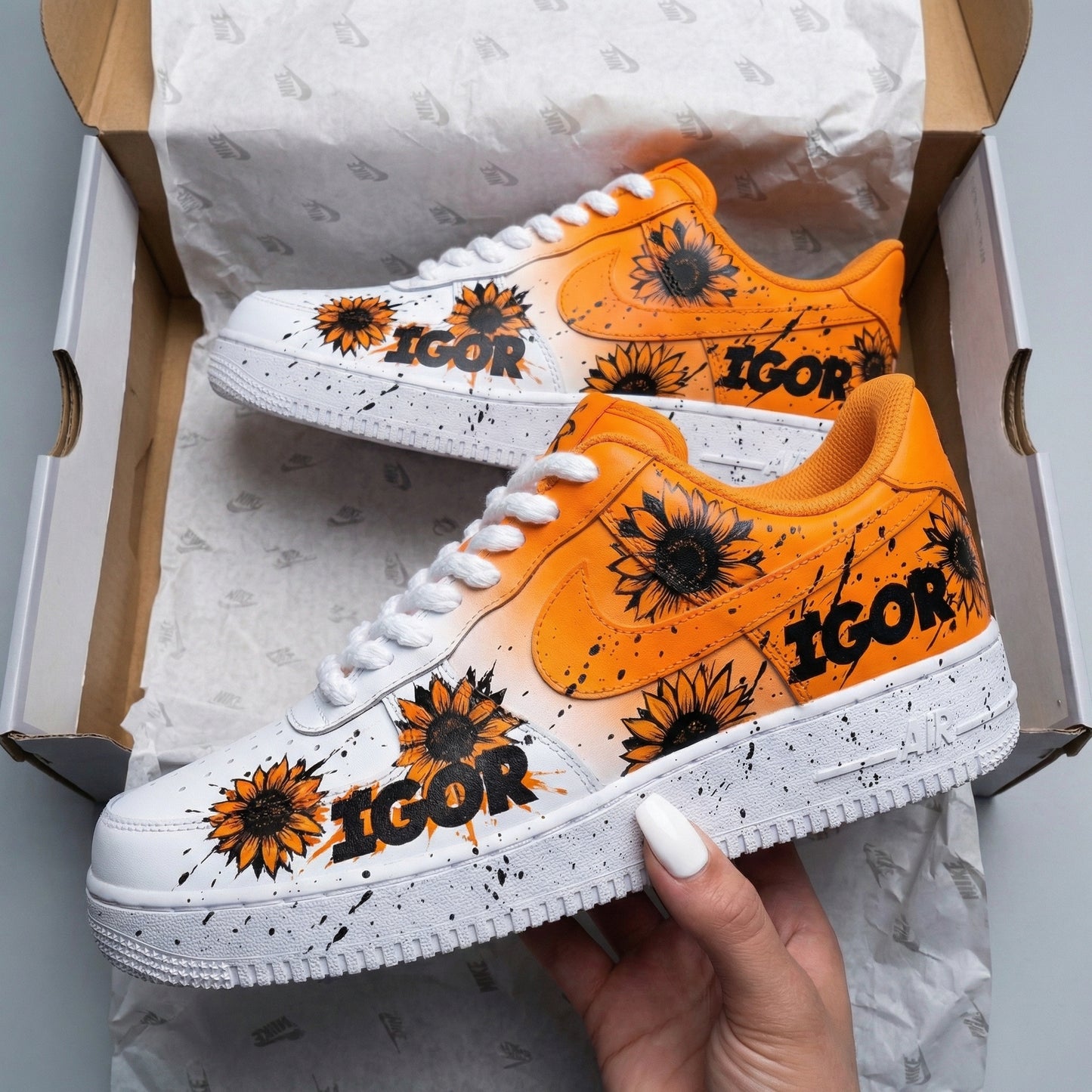 Orange Sunflower Igor Custom AF 1s Shoes