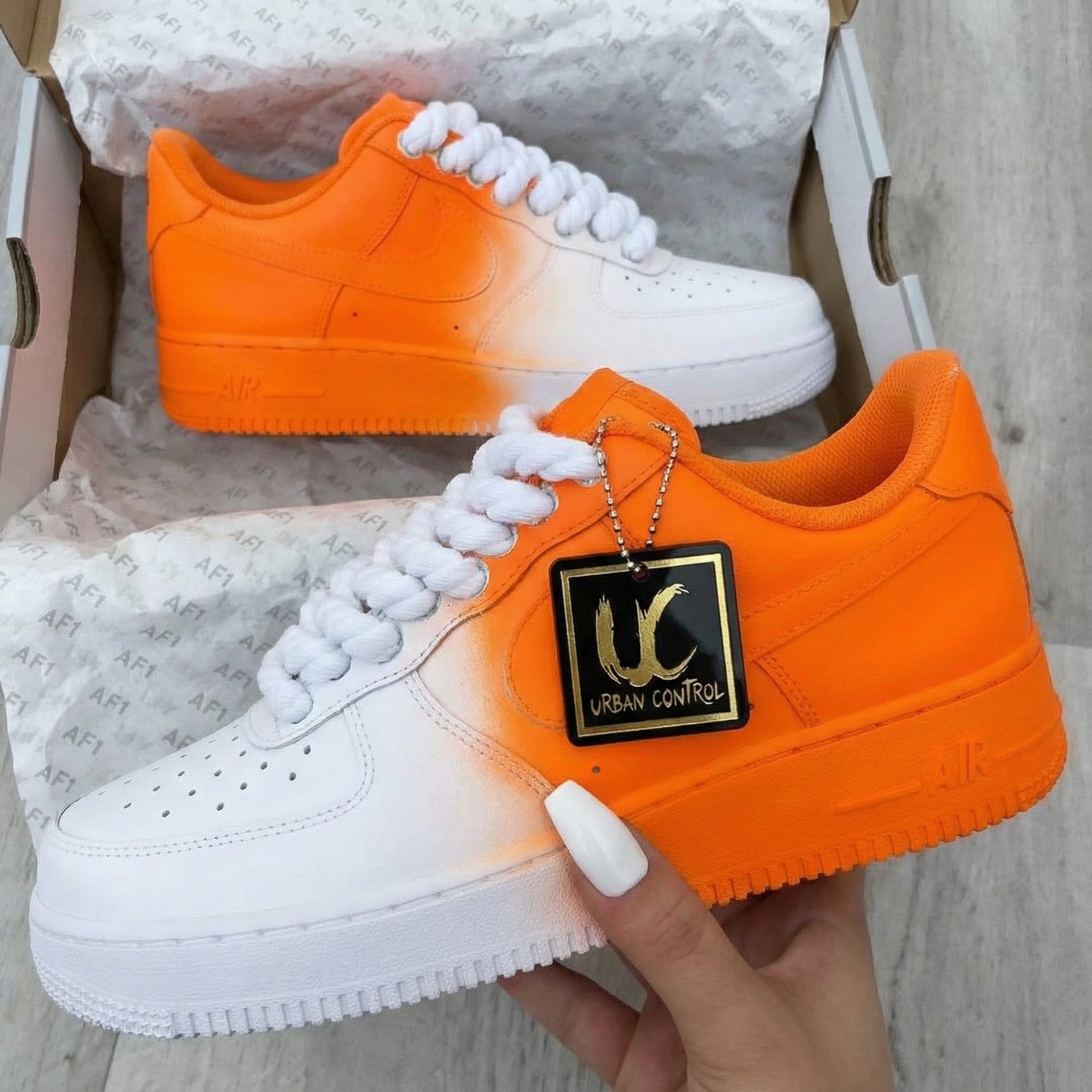 Orange White Gradient Custom AF 1s Shoes