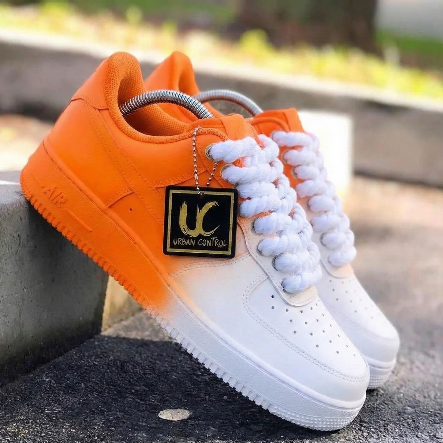 Orange White Gradient Custom AF 1s Shoes
