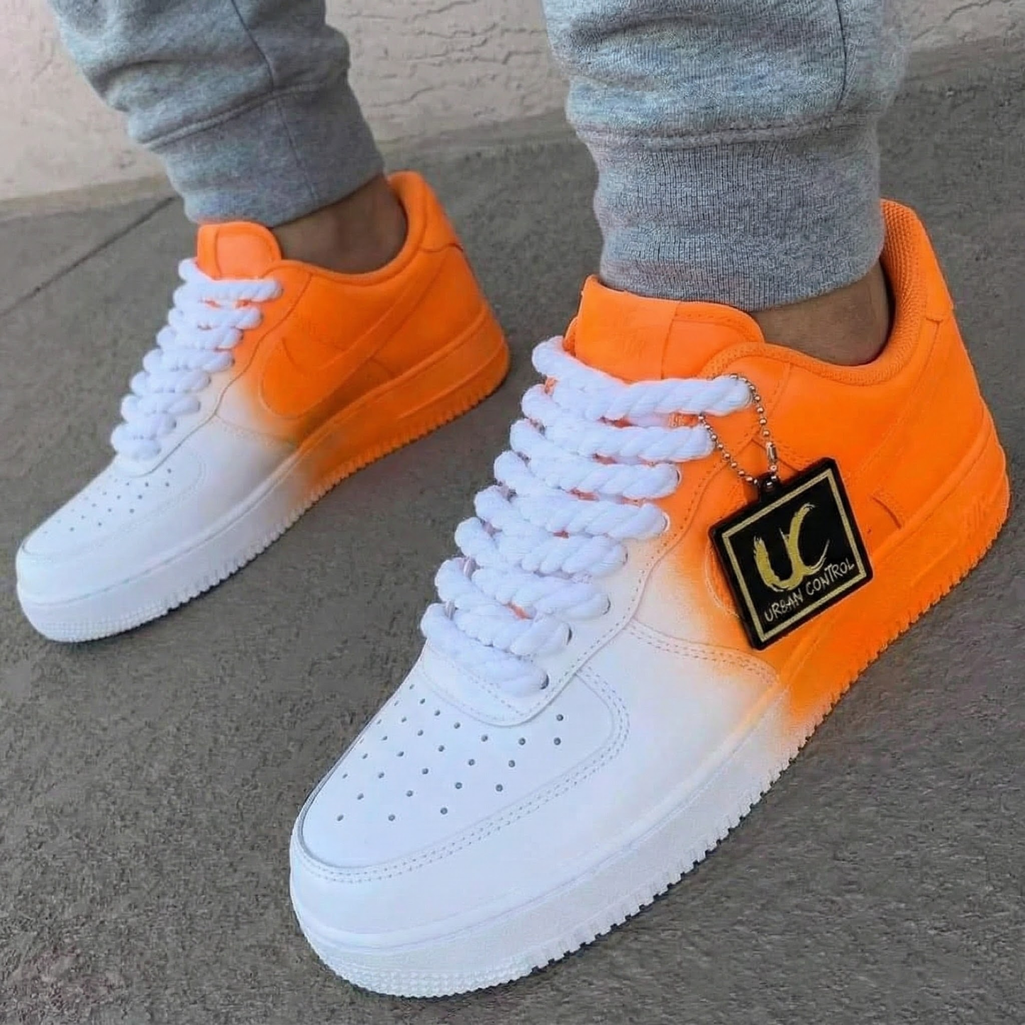 Orange White Gradient Custom AF 1s Shoes