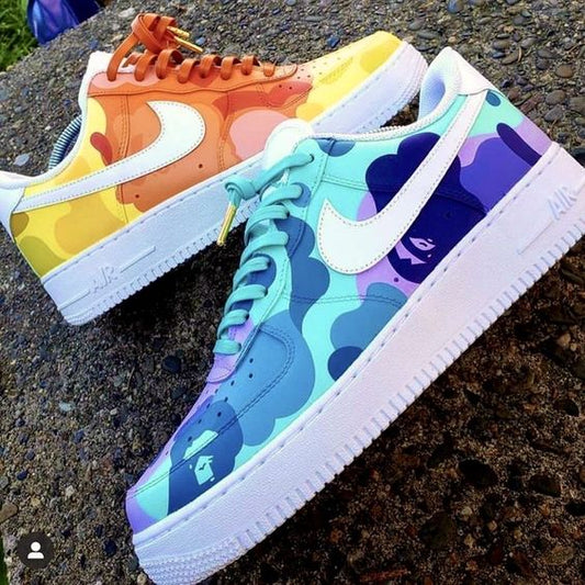 Orange Yellow Camo Custom AF 1s Shoes