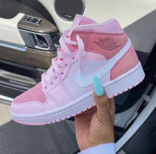 Pastel Baby Pink and Calm Baby Blue Custom AJ 1s Shoes