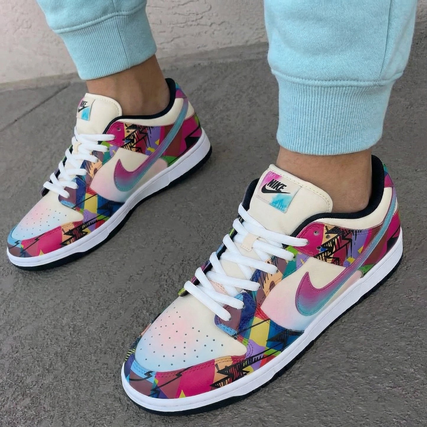 Pastel Multicolor Geometric Custom Dunk Shoes