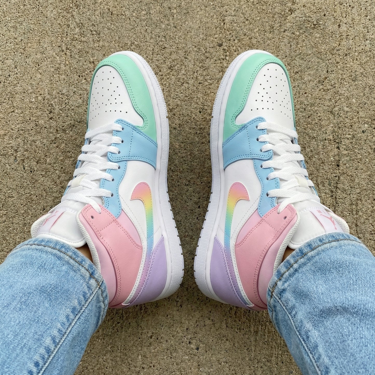 Pastel Rainbow Custom AJ 1s Shoes