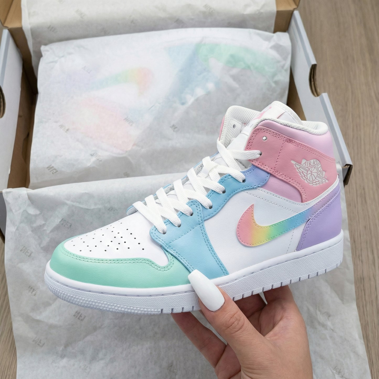 Pastel Rainbow Custom AJ 1s Shoes