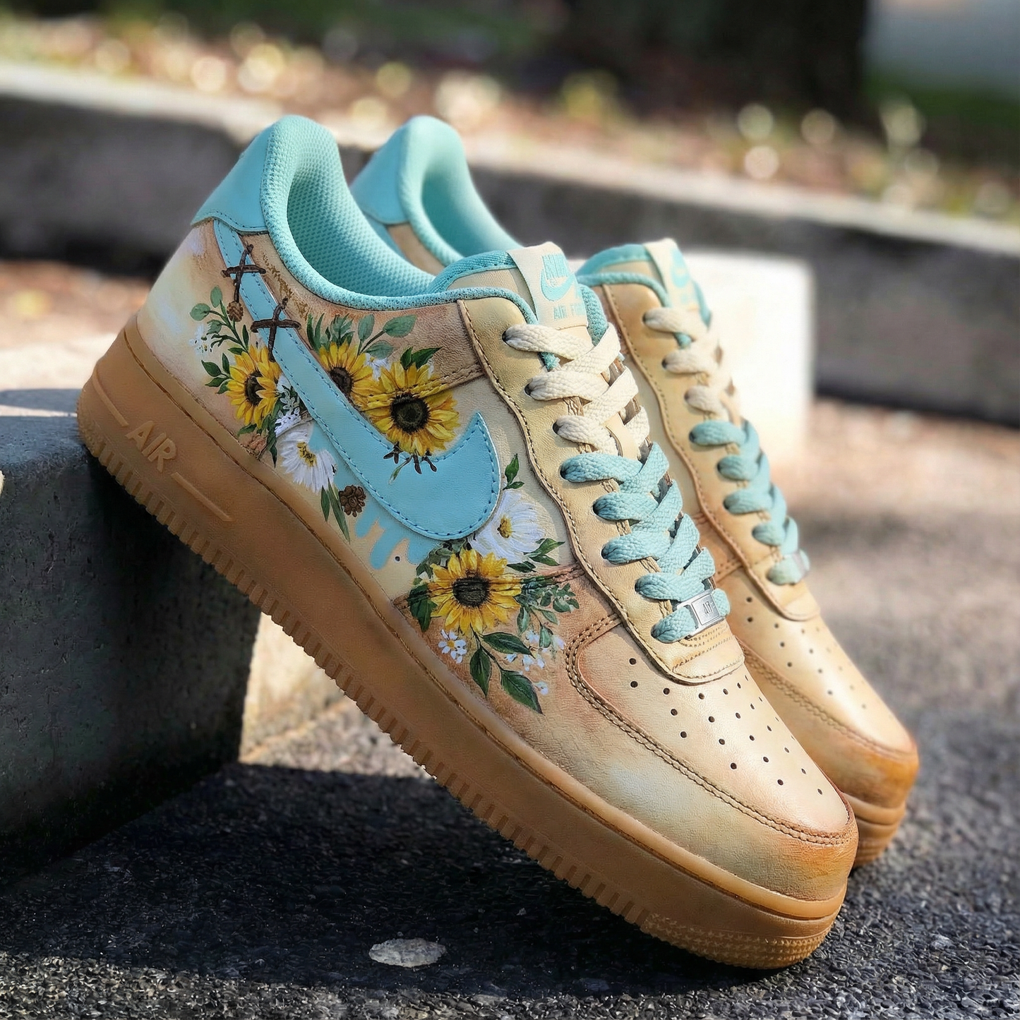 Pastel Yellow Floral Custom AF 1s Shoes