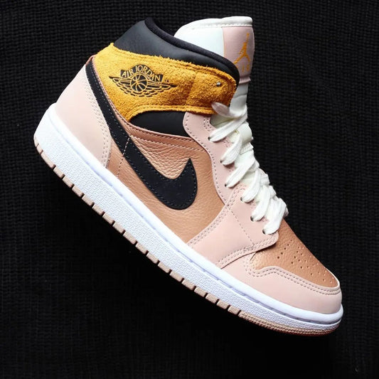 Peach Tan Black Custom AJ 1s Shoes