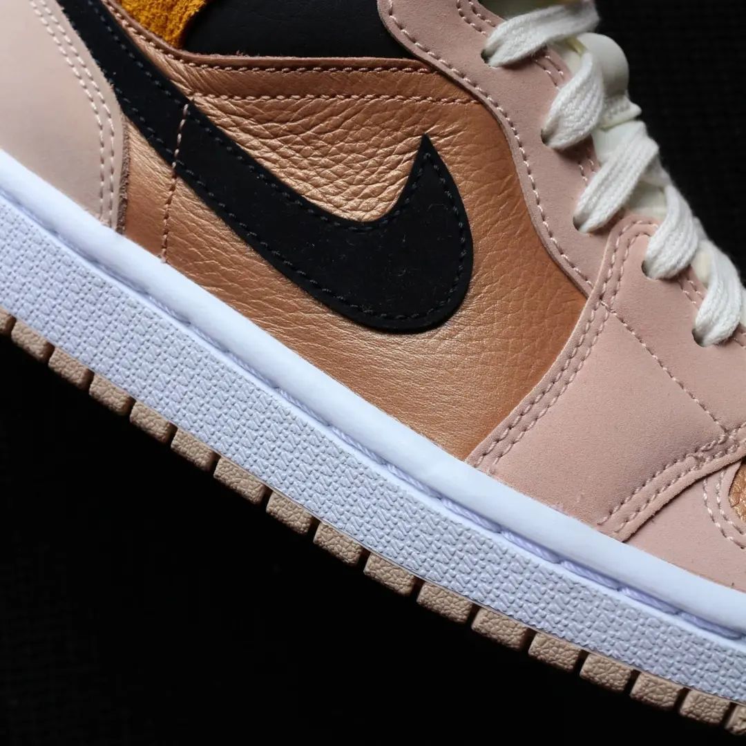Peach Tan Black Custom AJ 1s Shoes