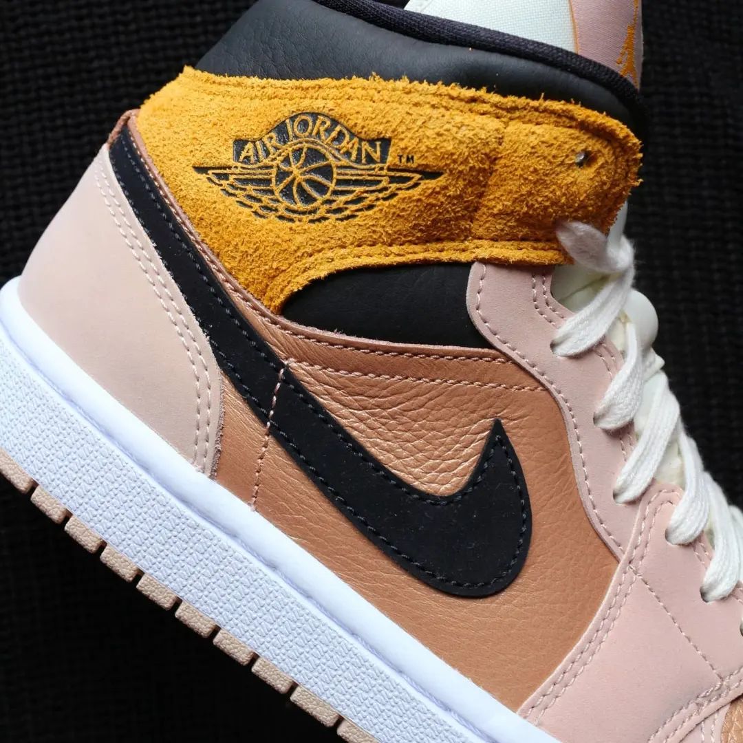 Peach Tan Black Custom AJ 1s Shoes