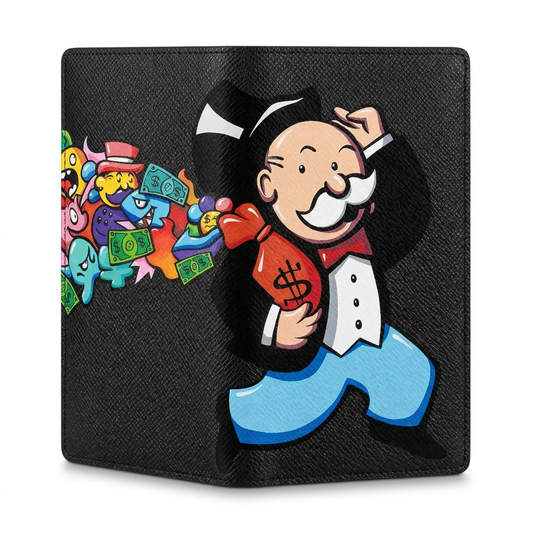 Personalized Wallet CM Richie Rich and Monopoly Man Graffiti Black Custom Wallet