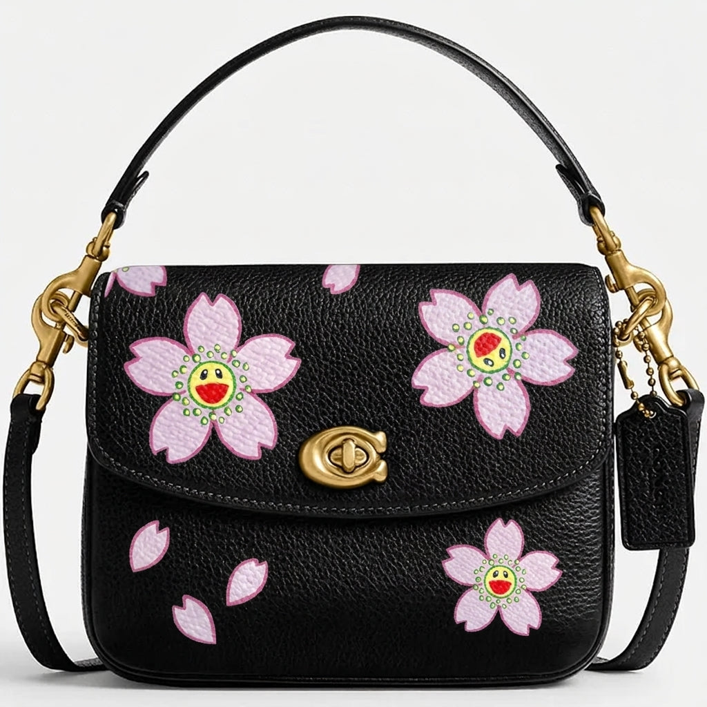 Personalized Wallet CO Smiley Cherry Blossom Black Custom Wallet