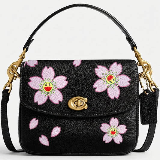 Personalized Wallet CO Smiley Cherry Blossom Black Custom Wallet