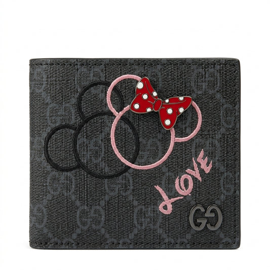 Personalized Wallet GG Minnie Mouse Ears With Bow Black Custom Wallet