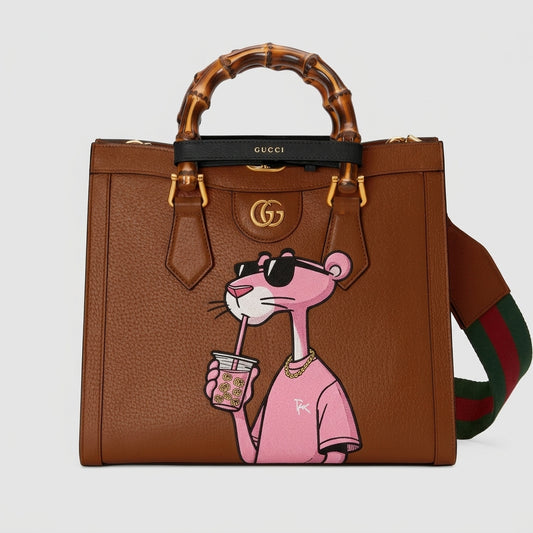 Personalized Wallet GG Pink Panther Pattern Brown Custom Wallet