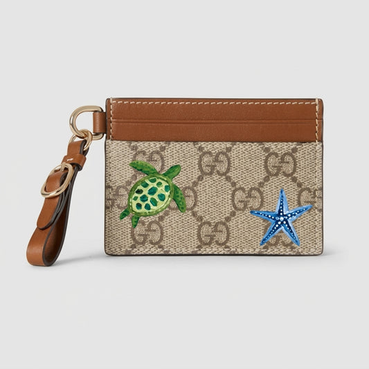 Personalized Wallet GG Turtle And Starfish Beige Custom Wallet