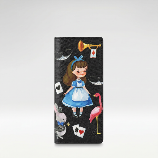 Personalized Wallet LV Alice In Wonderland Characters Black Custom Wallet