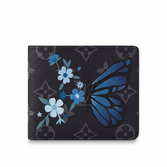 Personalized Wallet LV Butterfly And Flower Black Custom Wallet