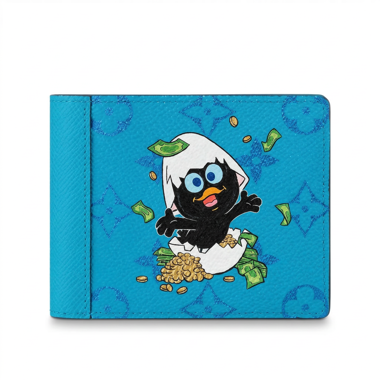 Personalized Wallet LV Cartoon Bird Blue Custom Wallet